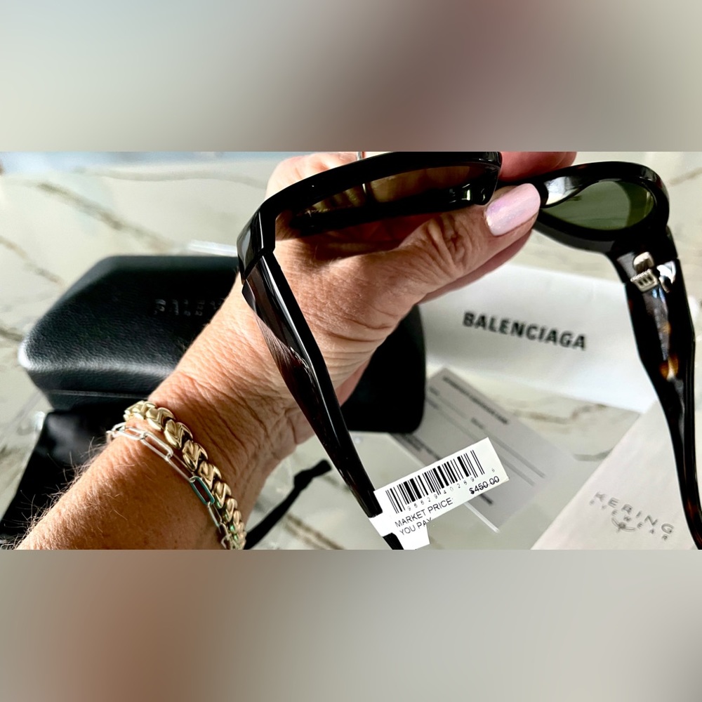 Balenciaga NWT COA Havana Green Tortoise Shell CatEye Sunglasses, Case & Bag - Picture 12 of 17